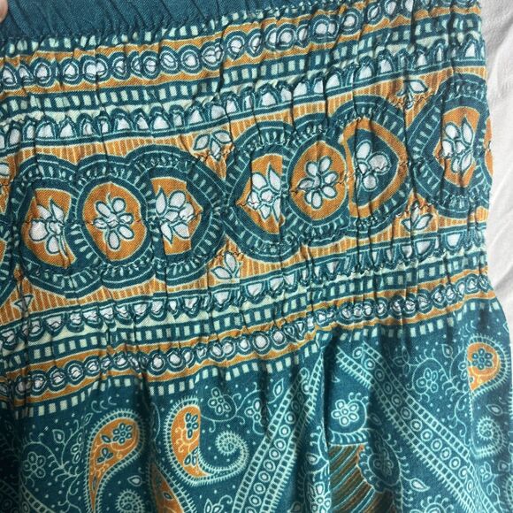 Happy Trunks Green with Paisley Design Genie/ Hippy Pants Size Medium 2 Pockets - Picture 5 of 9
